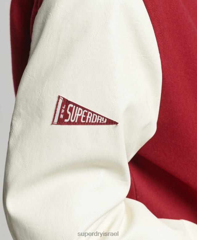 il Superdry נשים ז'קט בומבר של קולג' אָדוֹם 4LX2Z5427 הַלבָּשָׁה