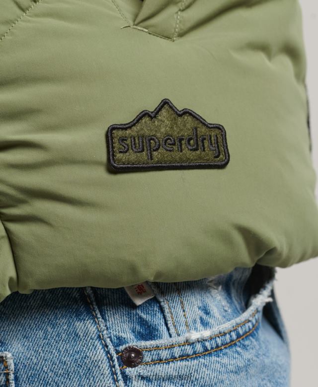 il Superdry נשים רטרו פאנל פאפר ג'ילט ירוק 4LX2Z5472 הַלבָּשָׁה