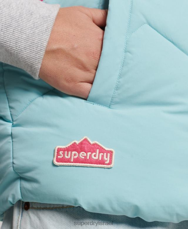 il Superdry נשים רטרו פאנל פאפר ג'ילט כחול בהיר 4LX2Z5473 הַלבָּשָׁה