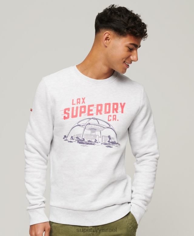 il Superdry גברים סווטשירט וינטג' של צוות מזכרות בעיר אפור בהיר 4LX2Z550 הַלבָּשָׁה