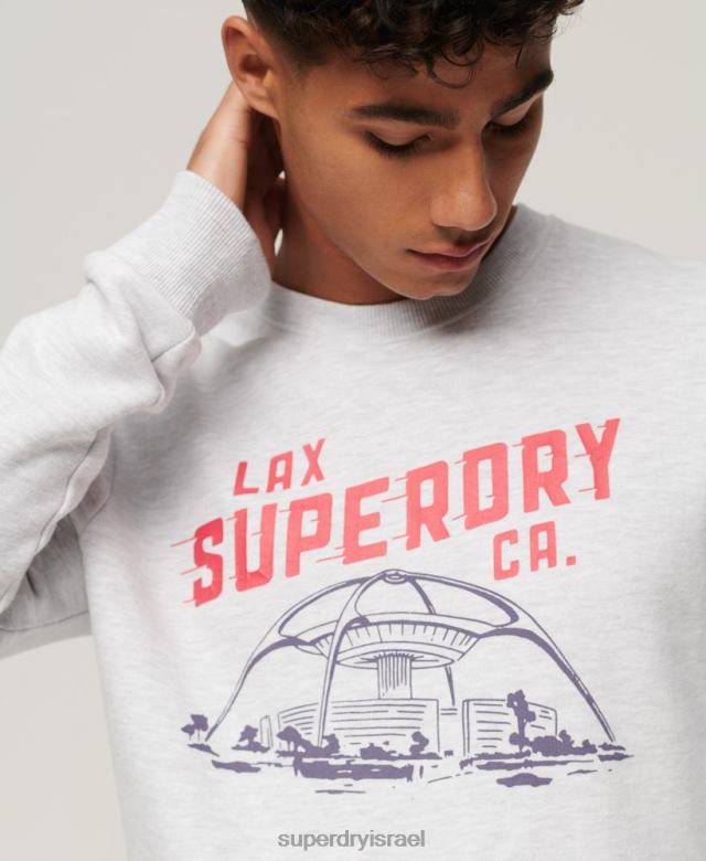 il Superdry גברים סווטשירט וינטג' של צוות מזכרות בעיר אפור בהיר 4LX2Z550 הַלבָּשָׁה