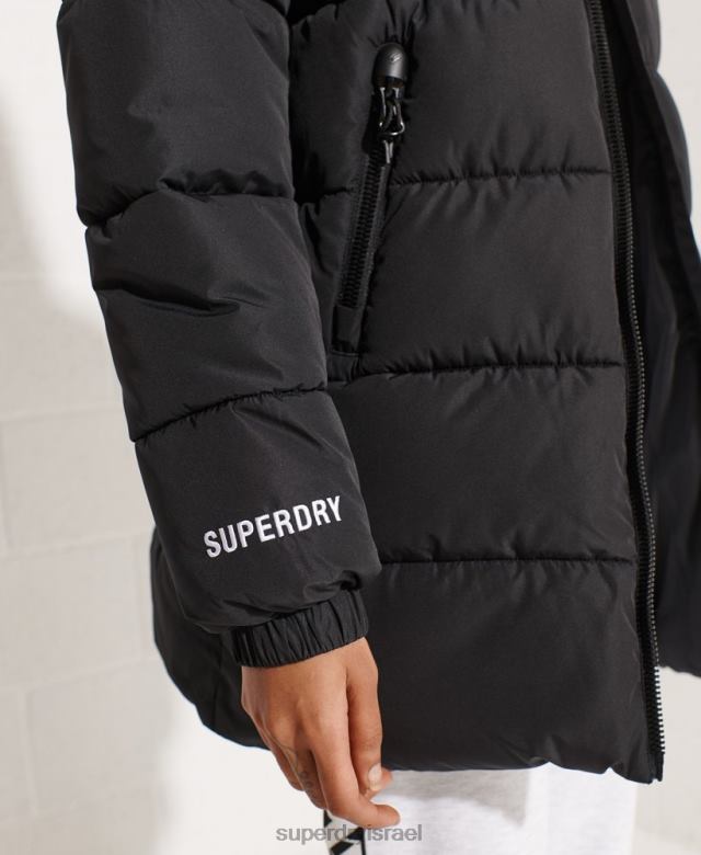 il Superdry נשים מעיל ספורט ארוכות שָׁחוֹר 4LX2Z5527 הַלבָּשָׁה