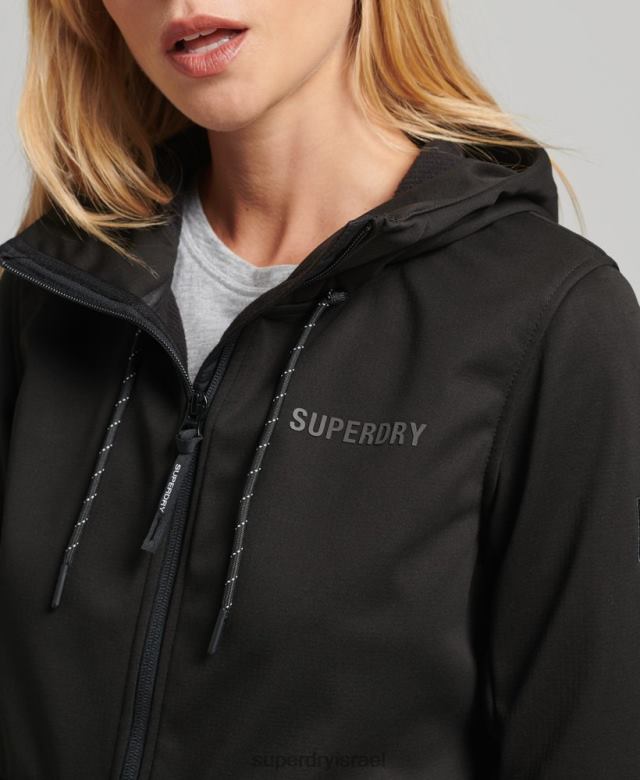 il Superdry נשים מעיל סופטשל טכנולוגי שָׁחוֹר 4LX2Z5554 הַלבָּשָׁה