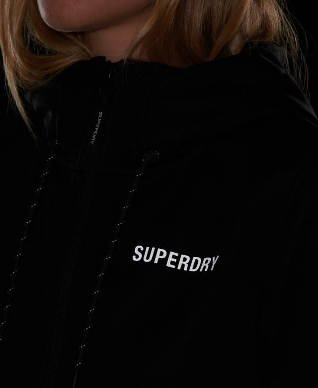 il Superdry נשים מעיל סופטשל טכנולוגי שָׁחוֹר 4LX2Z5554 הַלבָּשָׁה