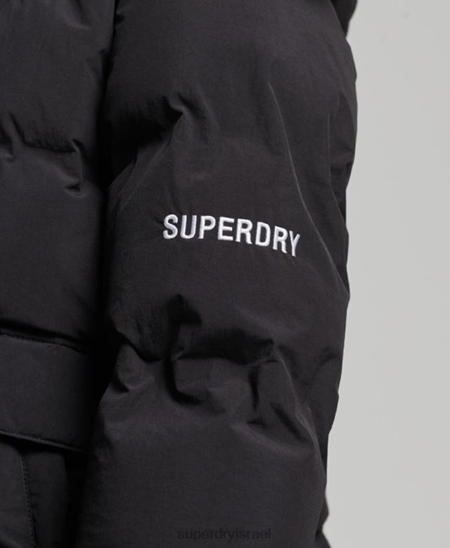 il Superdry נשים מעיל פחזנית קופסתי רכבת שָׁחוֹר 4LX2Z5596 הַלבָּשָׁה