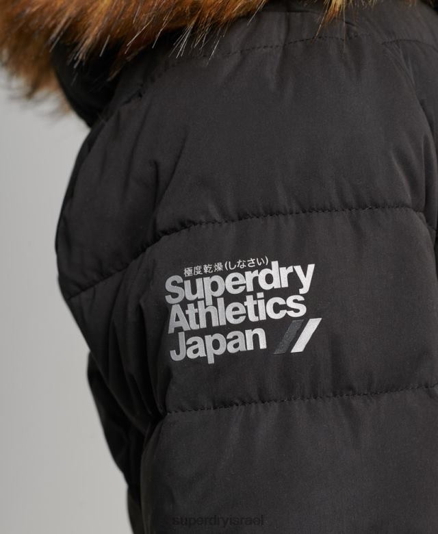 il Superdry נשים מעיל נפוח ארקטי ארוך שָׁחוֹר 4LX2Z5638 הַלבָּשָׁה