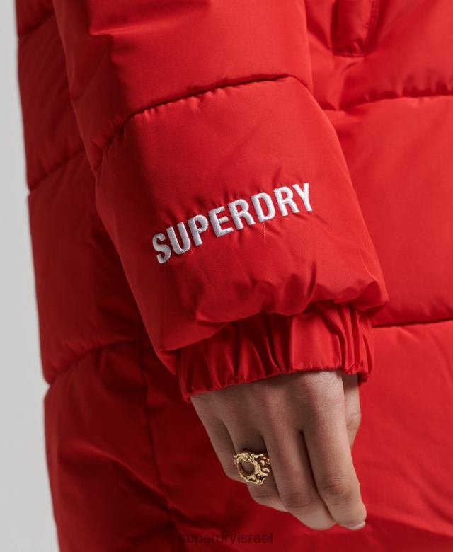 il Superdry נשים מעיל ספורט ארוכות אָדוֹם 4LX2Z5640 הַלבָּשָׁה