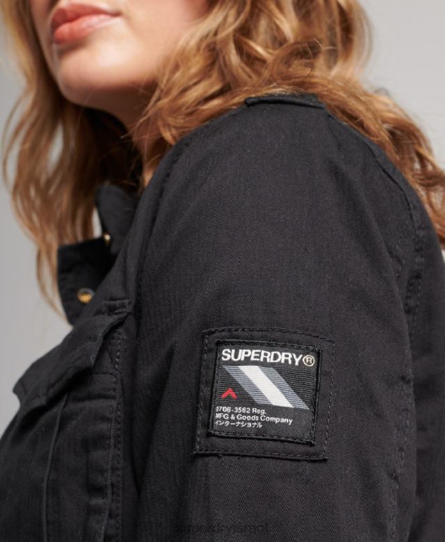 il Superdry נשים ז'קט רוקי בורג קלאסי שָׁחוֹר 4LX2Z5679 הַלבָּשָׁה