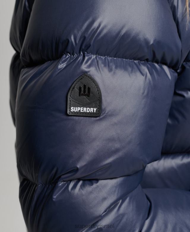 il Superdry נשים מעיל פוך אלפיני יוקרתי מרופד חיל הים 4LX2Z5687 הַלבָּשָׁה