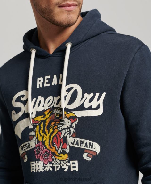 il Superdry גברים קפוצ'ון נרטיבי לוגו וינטג' חיל הים 4LX2Z568 הַלבָּשָׁה