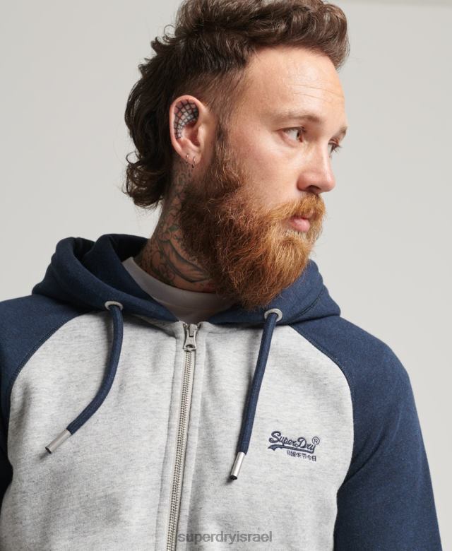 il Superdry גברים קפוצ'ון רוכסן עם לוגו חיוני מכותנה אורגנית אפור 4LX2Z572 הַלבָּשָׁה