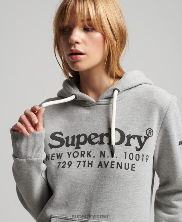 il Superdry נשים קפוצ'ון ריבית מקום אפור 4LX2Z5761 הַלבָּשָׁה