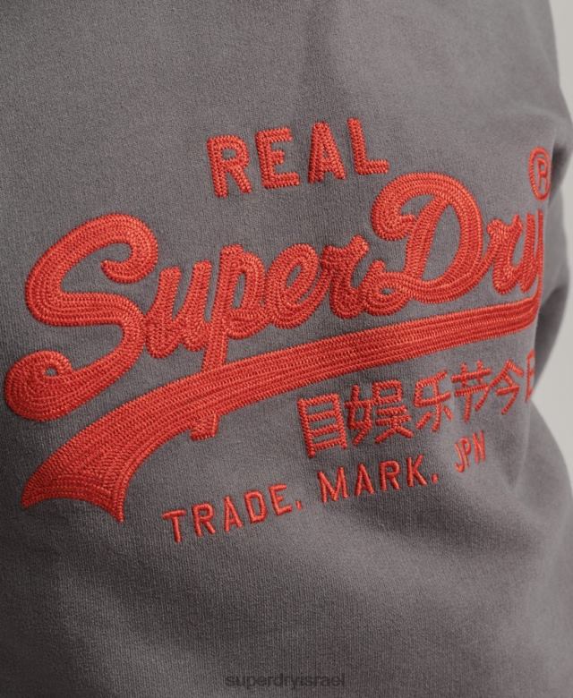 il Superdry נשים קפוצ'ון מתאים לקופסת לוגו וינטג' אפור כהה 4LX2Z5764 הַלבָּשָׁה