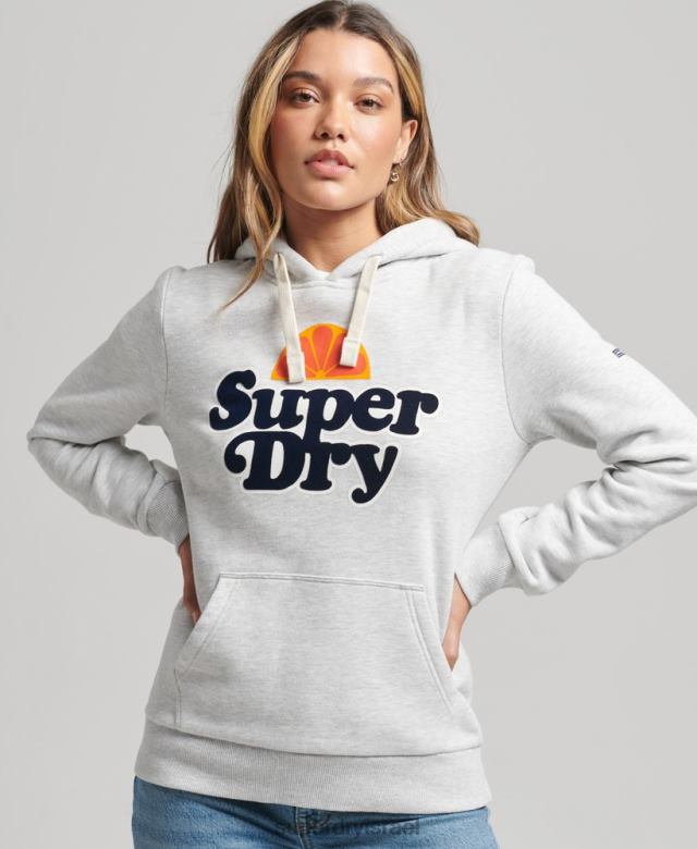 il Superdry נשים קפוצ'ון וינטג' קופר נוסטלגיה אפור בהיר 4LX2Z5770 הַלבָּשָׁה