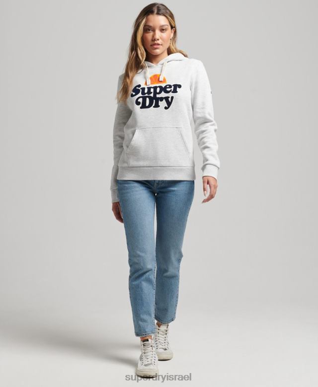 il Superdry נשים קפוצ'ון וינטג' קופר נוסטלגיה אפור בהיר 4LX2Z5770 הַלבָּשָׁה