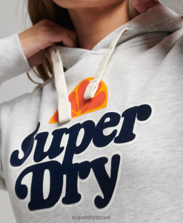 il Superdry נשים קפוצ'ון וינטג' קופר נוסטלגיה אפור בהיר 4LX2Z5770 הַלבָּשָׁה