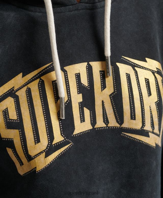 il Superdry נשים קפוצ'ון מתכת סימן מותג שָׁחוֹר 4LX2Z5783 הַלבָּשָׁה