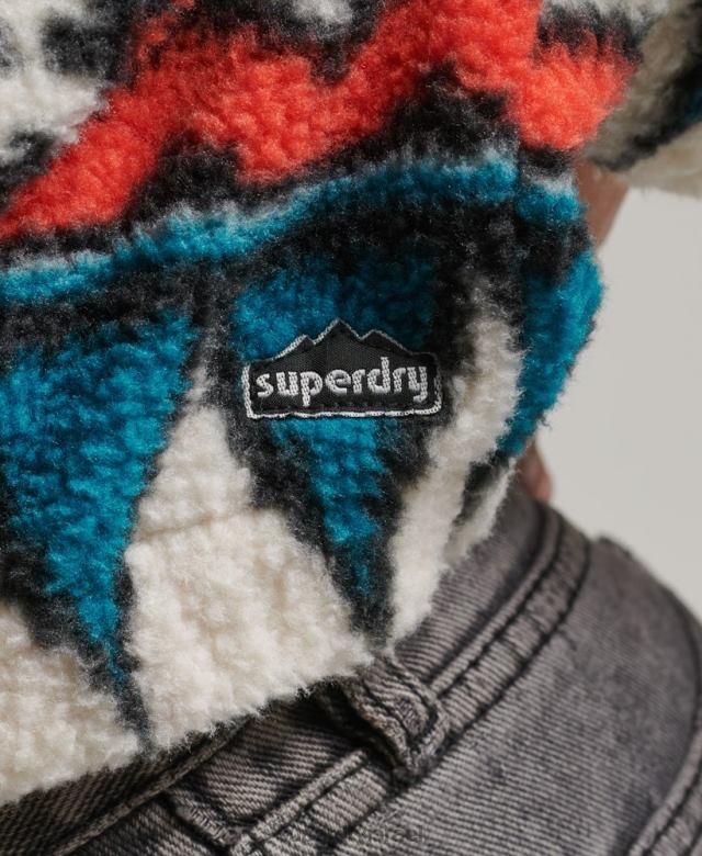 il Superdry נשים חלק עליון צמר חצי רוכסן מודפס רַב 4LX2Z5785 הַלבָּשָׁה