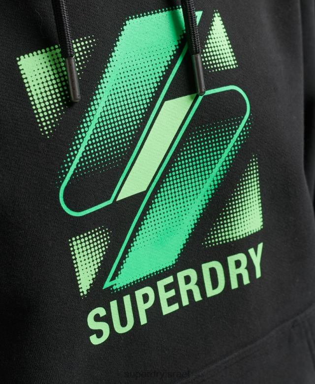 il Superdry נשים קפוצ'ון אוברסייז לוגו חצי טון שָׁחוֹר 4LX2Z5791 הַלבָּשָׁה