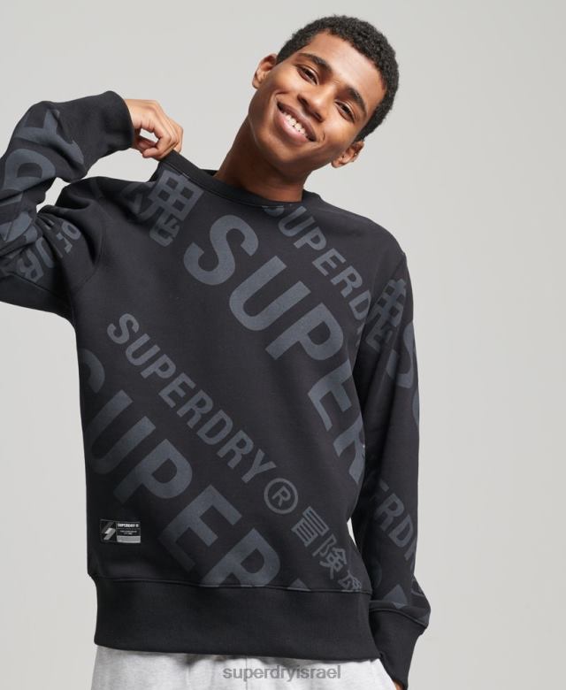 il Superdry גברים סווטשירט צוות מודפס עם לוגו ליבה שָׁחוֹר 4LX2Z5802 הַלבָּשָׁה