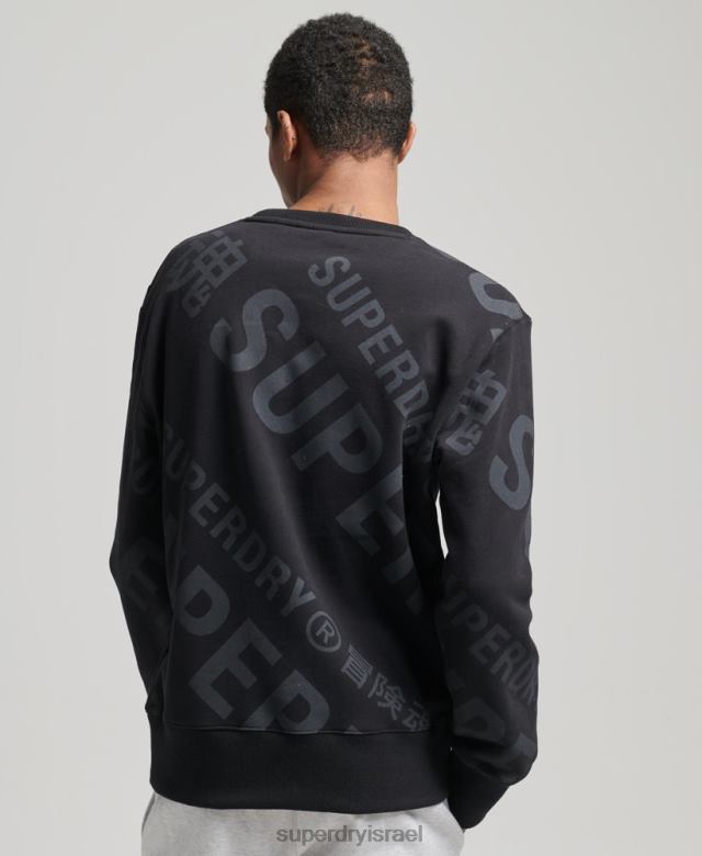 il Superdry גברים סווטשירט צוות מודפס עם לוגו ליבה שָׁחוֹר 4LX2Z5802 הַלבָּשָׁה