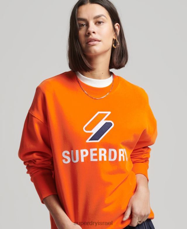 il Superdry נשים סווטשירט צוות אוברסייז מוערם בקוד תפוז 4LX2Z5803 הַלבָּשָׁה