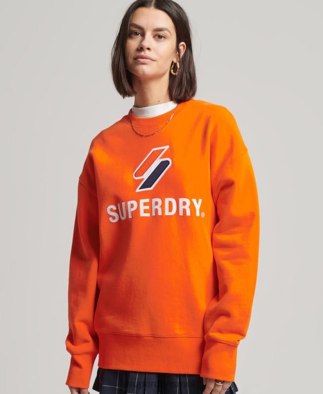 il Superdry נשים סווטשירט צוות אוברסייז מוערם בקוד תפוז 4LX2Z5803 הַלבָּשָׁה