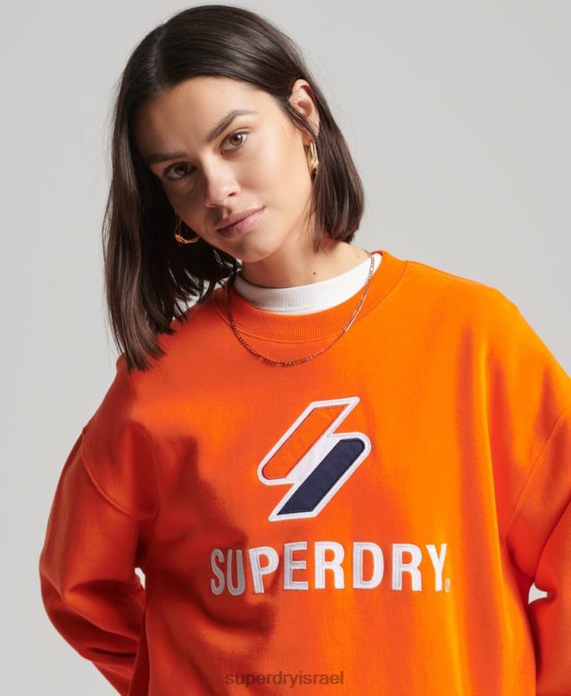 il Superdry נשים סווטשירט צוות אוברסייז מוערם בקוד תפוז 4LX2Z5803 הַלבָּשָׁה