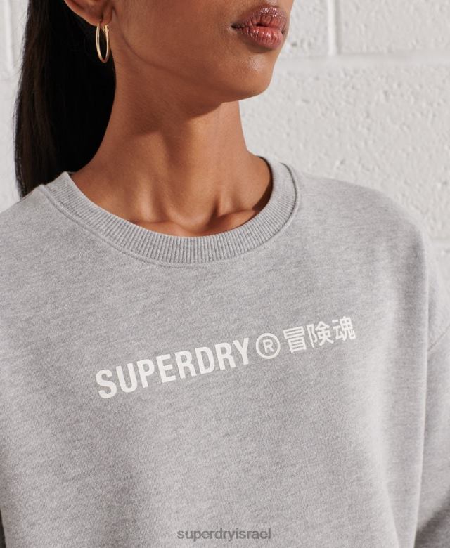 il Superdry נשים שיתוף פעולה עם סווטשירט של צוות לוגו אפור 4LX2Z5813 הַלבָּשָׁה