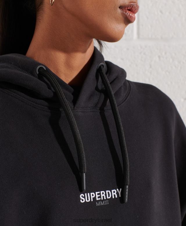 il Superdry נשים קפוצ'ון אוברסייז מיקרו לוגו שָׁחוֹר 4LX2Z5843 הַלבָּשָׁה