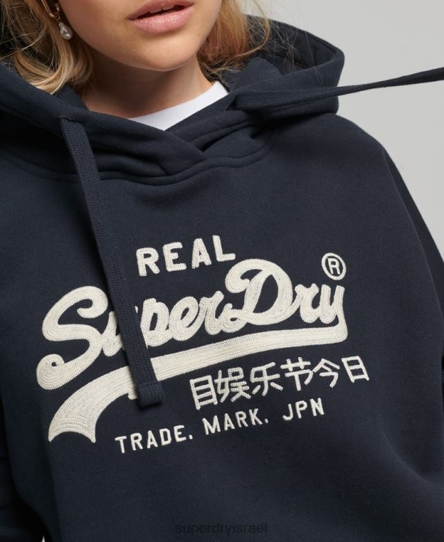 il Superdry נשים קפוצ'ון מתאים לקופסת לוגו וינטג' חיל הים 4LX2Z5864 הַלבָּשָׁה