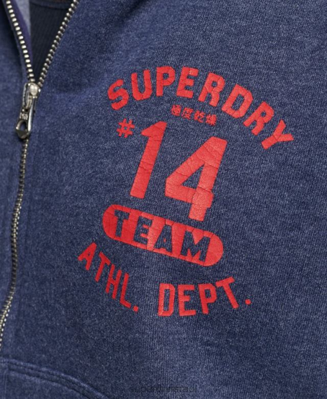 il Superdry נשים קפוצ'ון רוכסן קולג' וינטג' חיל הים 4LX2Z5869 הַלבָּשָׁה