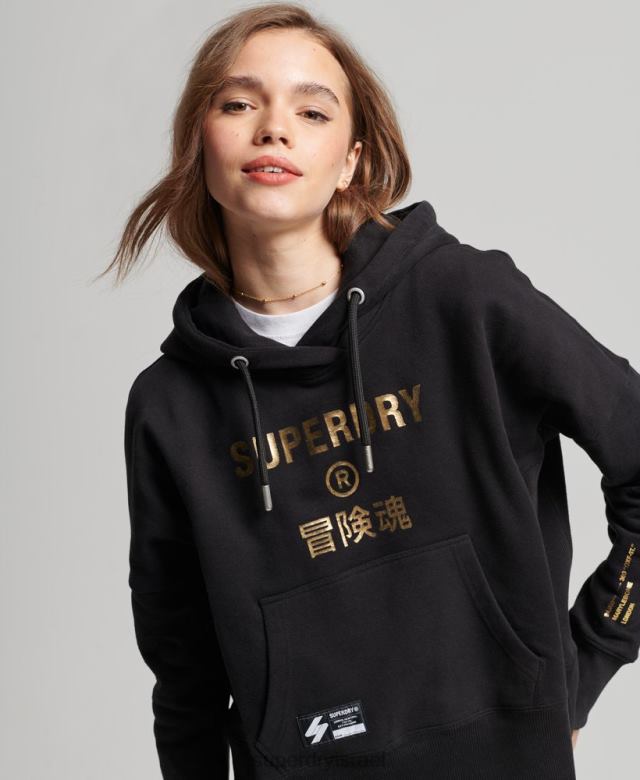 il Superdry נשים קפוצ'ון קפוצ'ון עצמאי של רדיד לוגו שָׁחוֹר 4LX2Z5871 הַלבָּשָׁה