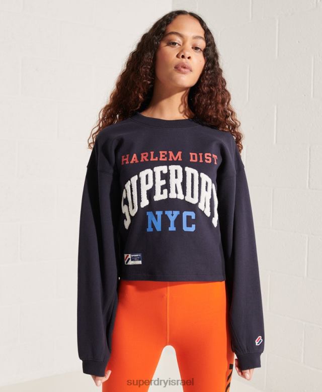 il Superdry נשים סווטשירט קשת עטלף של האוניברסיטה חיל הים 4LX2Z5873 הַלבָּשָׁה