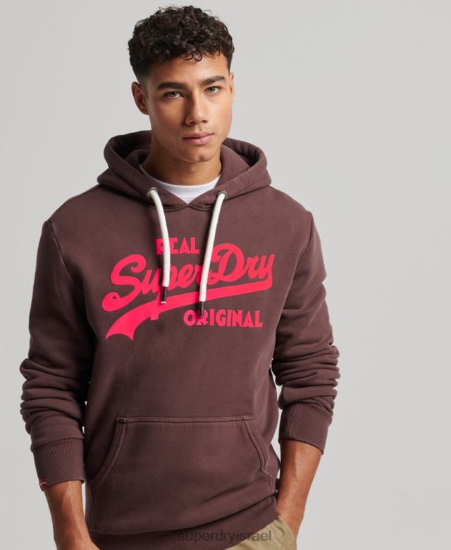 il Superdry גברים קפוצ'ון ניאון לוגו וינטג' חום 4LX2Z588 הַלבָּשָׁה