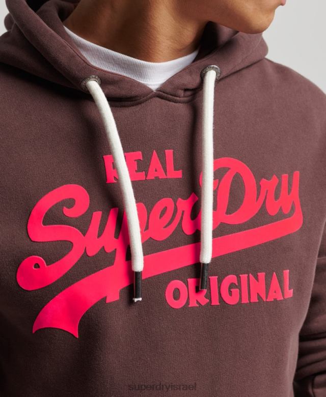 il Superdry גברים קפוצ'ון ניאון לוגו וינטג' חום 4LX2Z588 הַלבָּשָׁה