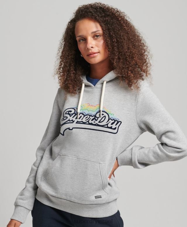 il Superdry נשים קפוצ'ון עם לוגו גרפי קשת אפור 4LX2Z5892 הַלבָּשָׁה