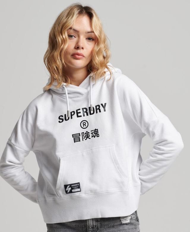 il Superdry נשים קפוצ'ון קפוצ'ון עצמאי של רדיד לוגו לבן 4LX2Z5894 הַלבָּשָׁה