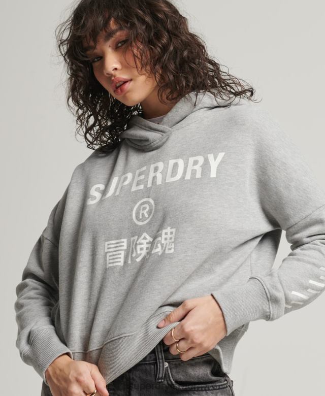 il Superdry נשים קפוצ'ון קופסת קרופ ספורט אפור 4LX2Z5898 הַלבָּשָׁה