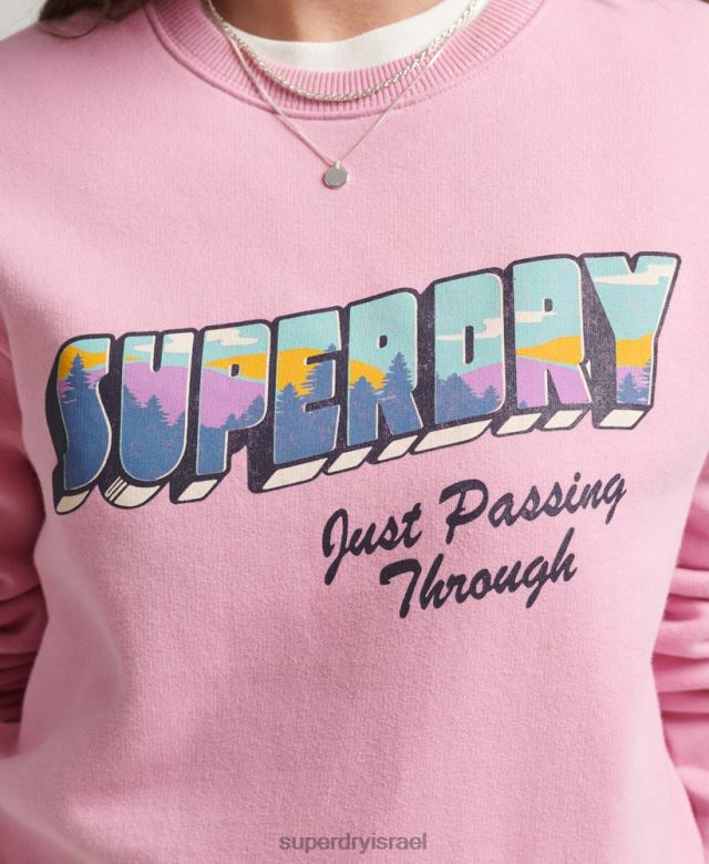 il Superdry נשים סווטשירט וינטג' של צוות נסיעות וָרוֹד 4LX2Z5902 הַלבָּשָׁה