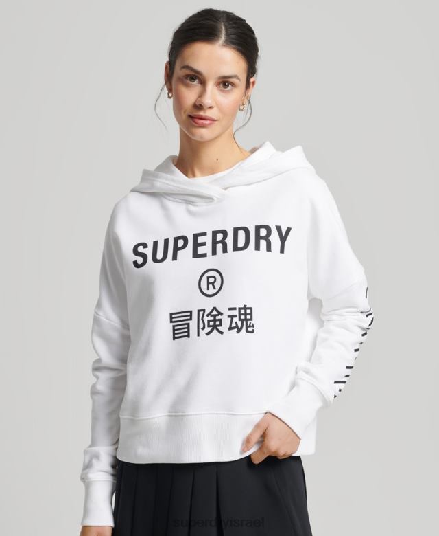 il Superdry נשים קפוצ'ון קופסת קפוצ'ון קוד ליבה ספורט לבן 4LX2Z5913 הַלבָּשָׁה