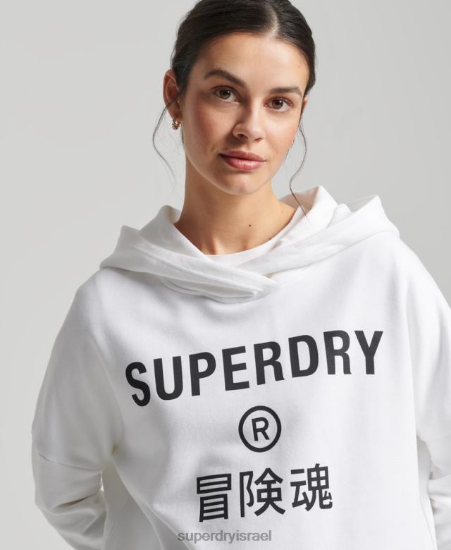 il Superdry נשים קפוצ'ון קופסת קפוצ'ון קוד ליבה ספורט לבן 4LX2Z5913 הַלבָּשָׁה