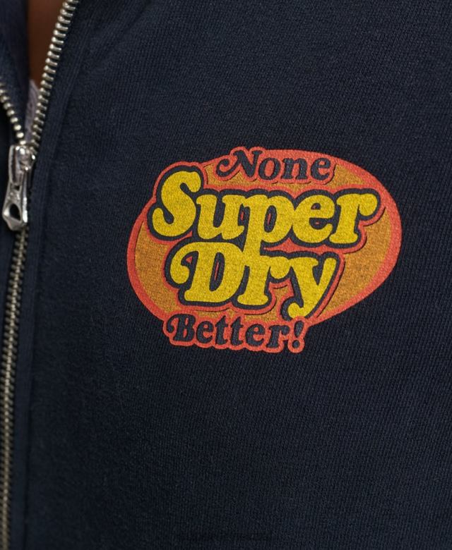 il Superdry נשים קפוצ'ון רוכסן וינטג' קופר נוסטלגי חיל הים 4LX2Z5936 הַלבָּשָׁה