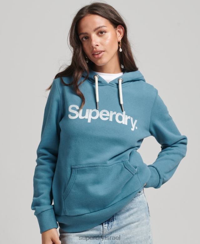 il Superdry נשים קפוצ'ון לוגו ליבת כותנה אורגנית כְּחוֹל 4LX2Z5942 הַלבָּשָׁה