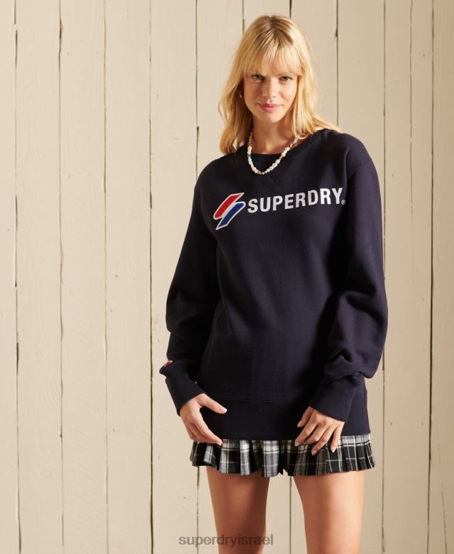 il Superdry נשים סווטשירט צוות אפליקציה בגודל קוד גדול חיל הים 4LX2Z5962 הַלבָּשָׁה