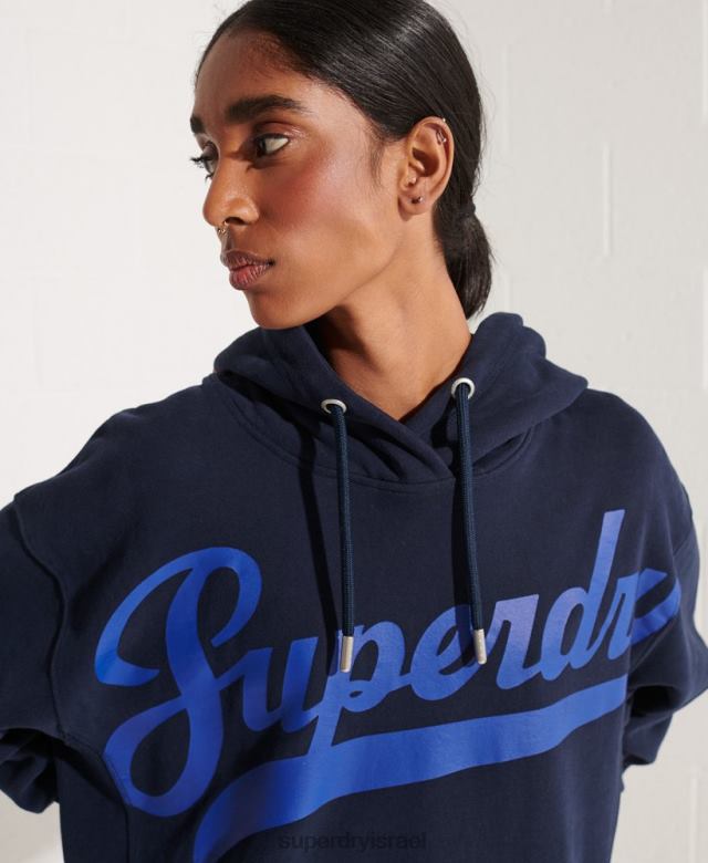 il Superdry נשים קפוצ'ון אוברסייז סטרייק-אאוט חיל הים 4LX2Z5964 הַלבָּשָׁה