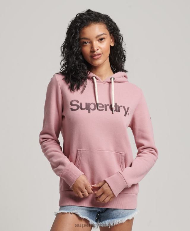 il Superdry נשים קפוצ'ון לוגו ליבת כותנה אורגנית וָרוֹד 4LX2Z5967 הַלבָּשָׁה