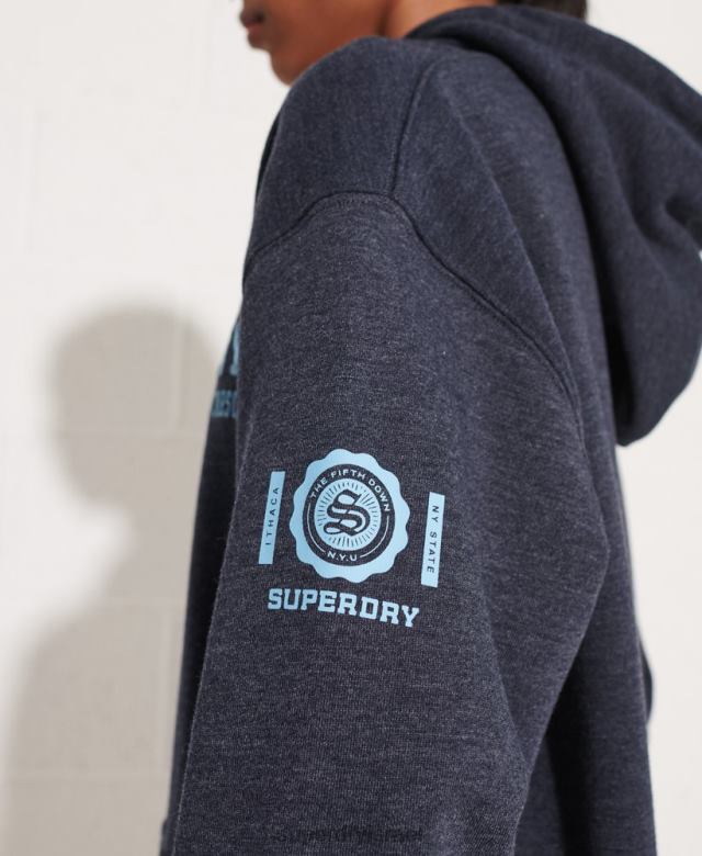 il Superdry נשים קפוצ'ון גרפי של קולג' כְּחוֹל 4LX2Z5977 הַלבָּשָׁה