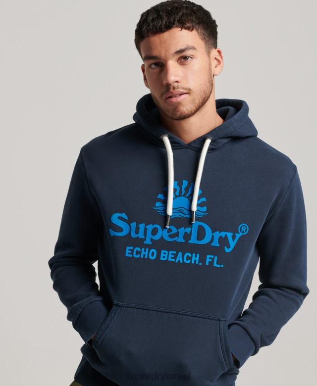 il Superdry גברים קפוצ'ון ניאון למקום וינטג' חיל הים 4LX2Z598 הַלבָּשָׁה