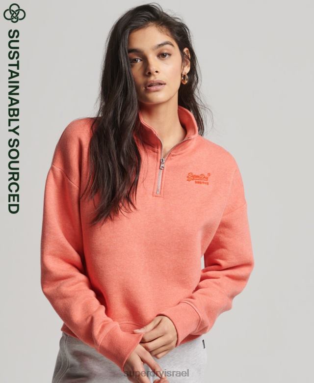 il Superdry נשים כותנה אורגנית לוגו וינטג' סווטשירט הנלי אלמוג 4LX2Z6008 הַלבָּשָׁה